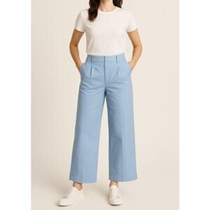J.Crew Wide-Leg Pleated Chino Pant in Light Blue Women's Size 4